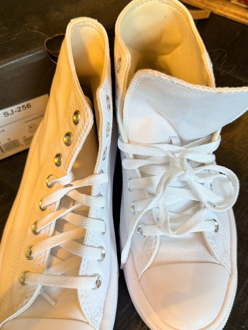 Converse White High-Top Platform Sneakers - Picture 8 of 9
